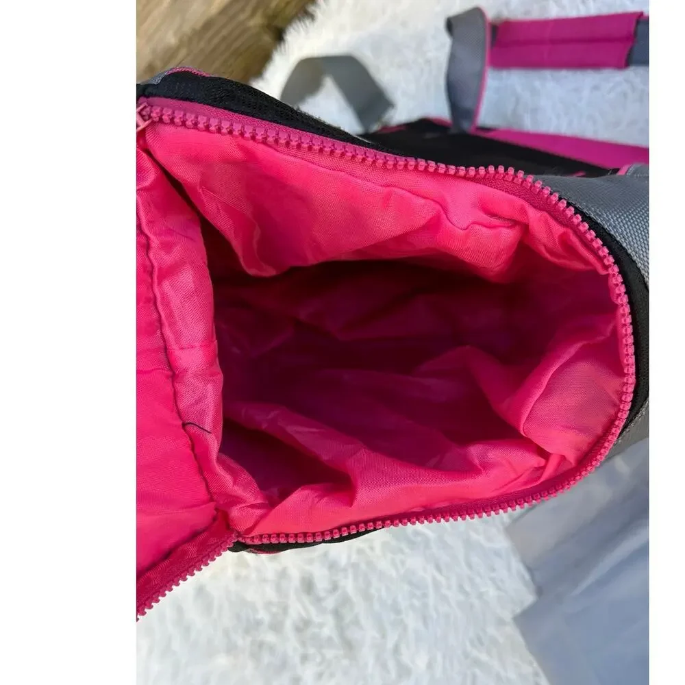 Fit & Fresh Insulated Lunch Tote Bag Black Gray Pink Large Zip Closure